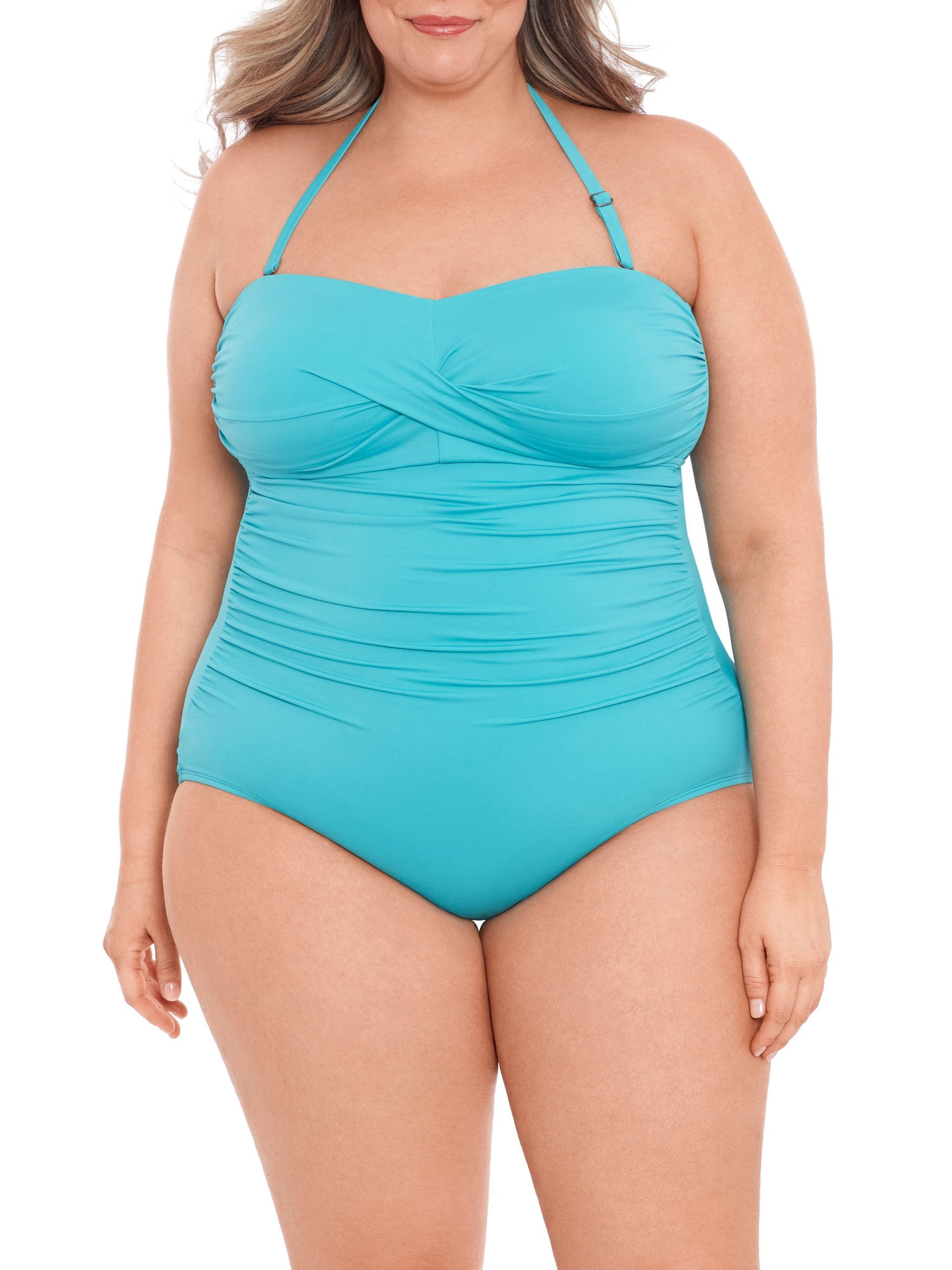 Time and Tru Women's Plus Size Strapless One Piece Swimsuit