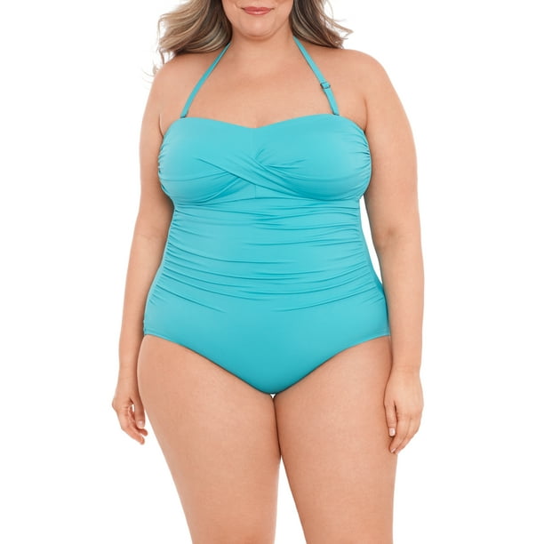 Time and Tru Women's Plus Size Strapless One Piece Swimsuit