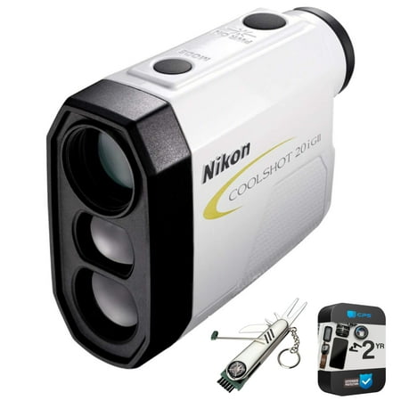Nikon COOLSHOT 20i GII Golf Laser Rangefinder 16666 (Renewed) Bundle with Deco Essentials Stainless Steel 7-in-1 Multi-Function Golf Tool + 2 Year Enhanced Protection Pack