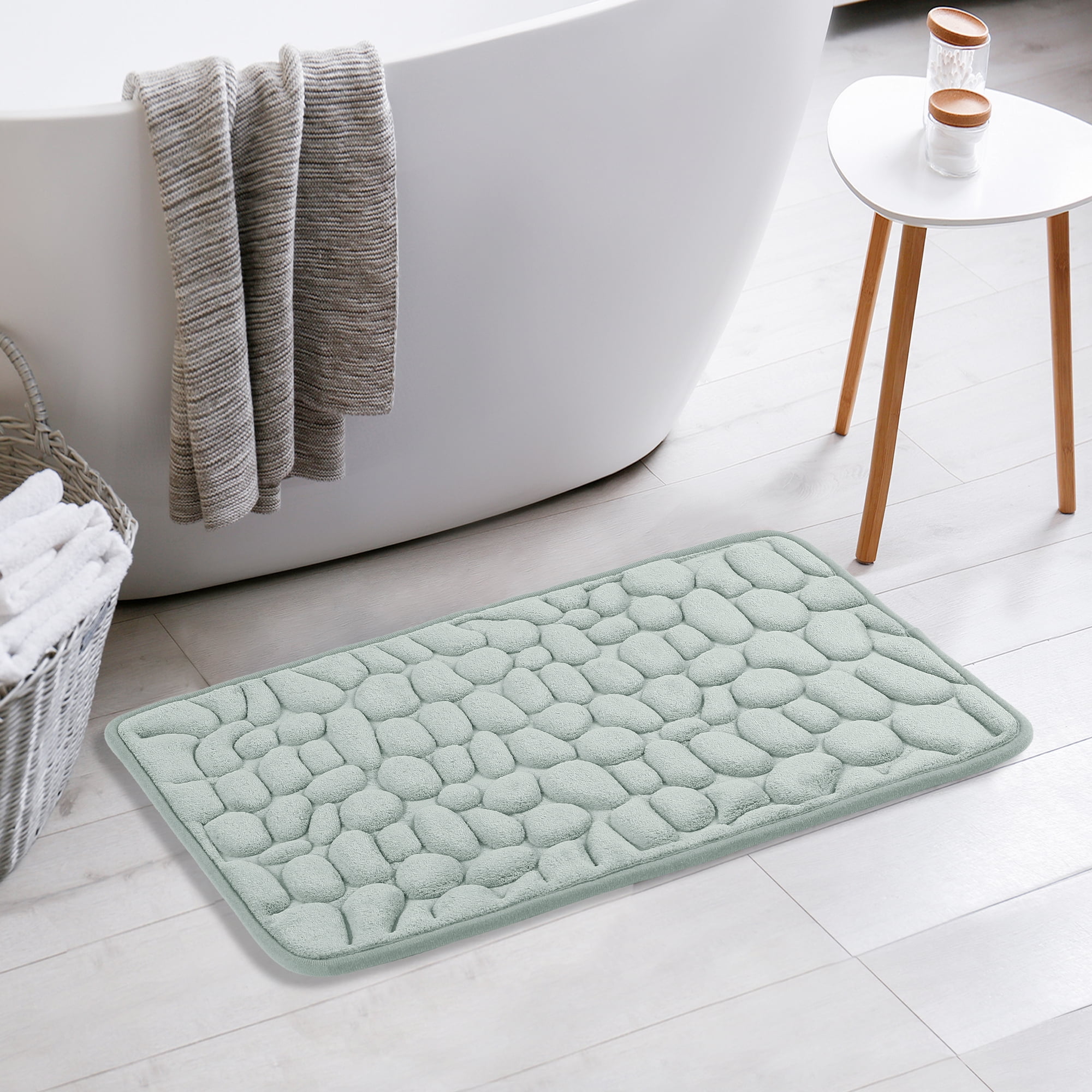 Unique Bargains 2 Pcs Non-Slip Memory Foam Bath Mat Soft Bathroom Rugs for Bathroom, Sink Grey 20" x 32"