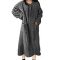 thumbnail image 4 of Pitauce Womens Long Flannel Nightgown Winter Warm Thicken Long Sleeve Pajama Dress Full Length Sleep Shirts Fleece Loungewear with Pockets, 4 of 7