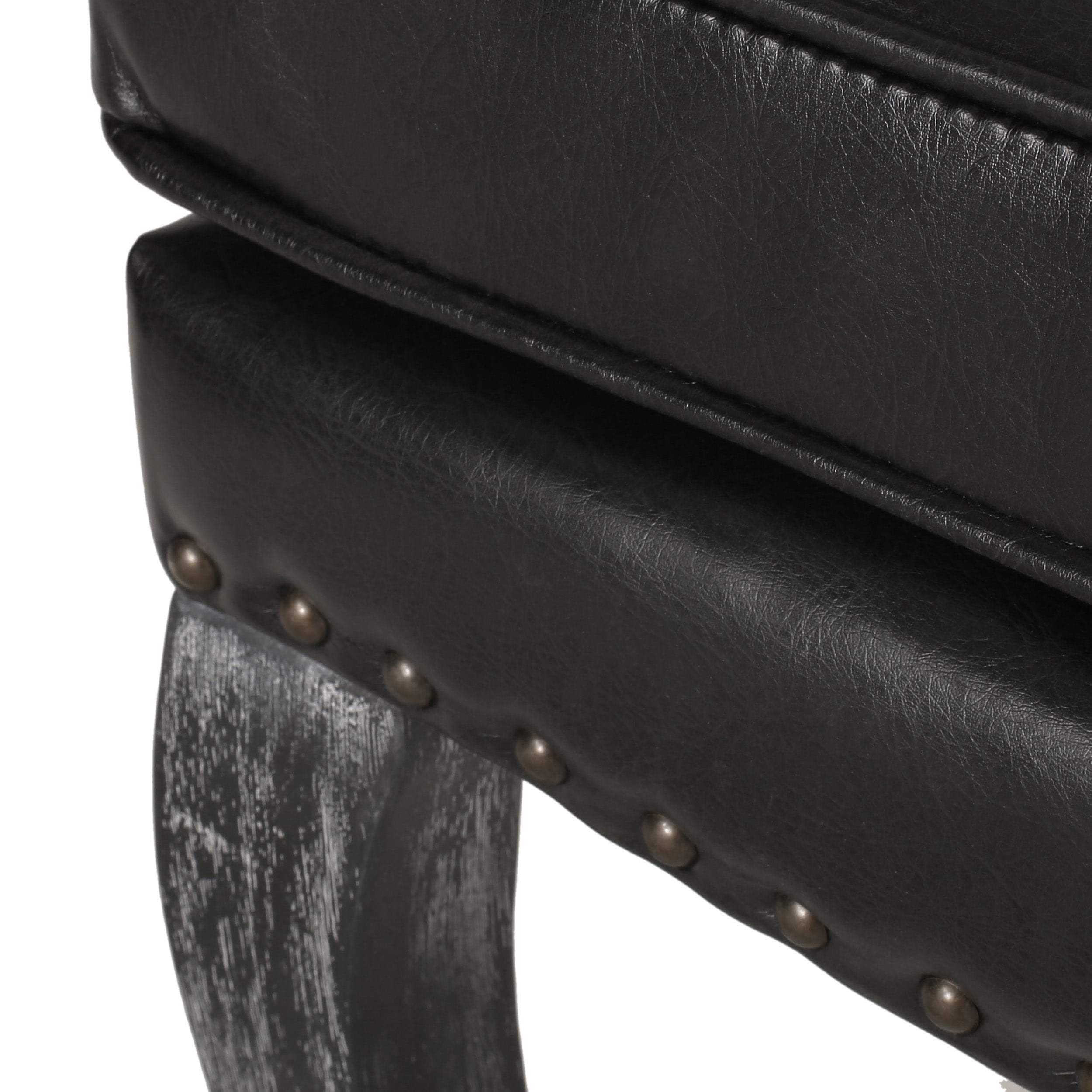 Noble House Ardson Faux Leather Dining Arm Chair, Set of 4, Midnight Black and Gray