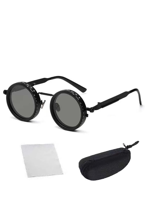 Flexioptics Adjustable Sunglasses, The Optics Adjustable Sunglasses, 1-9 Gears Steampunk Retro Metal Round Polarized Glasses with ND Filter Lenses