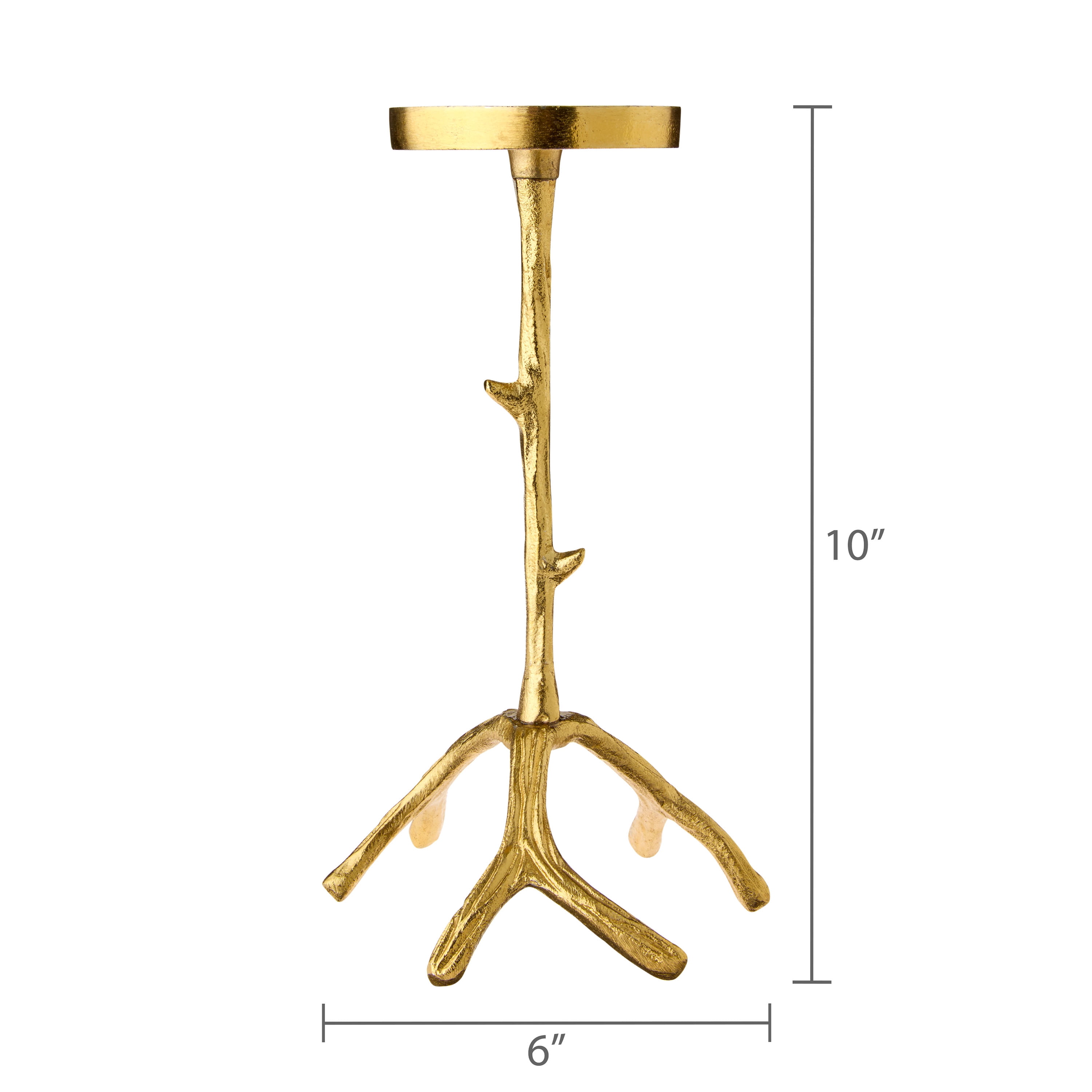 Large Rustic Gold Metal Antler Christmas Pillar Candle Holder, 10", by Holiday Time
