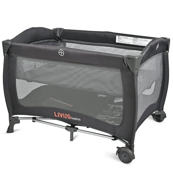 2-in-1 Foldable Baby Playard with Bassinet, Lightweight Baby Play Yard with Wheels for Home Travel Outdoor