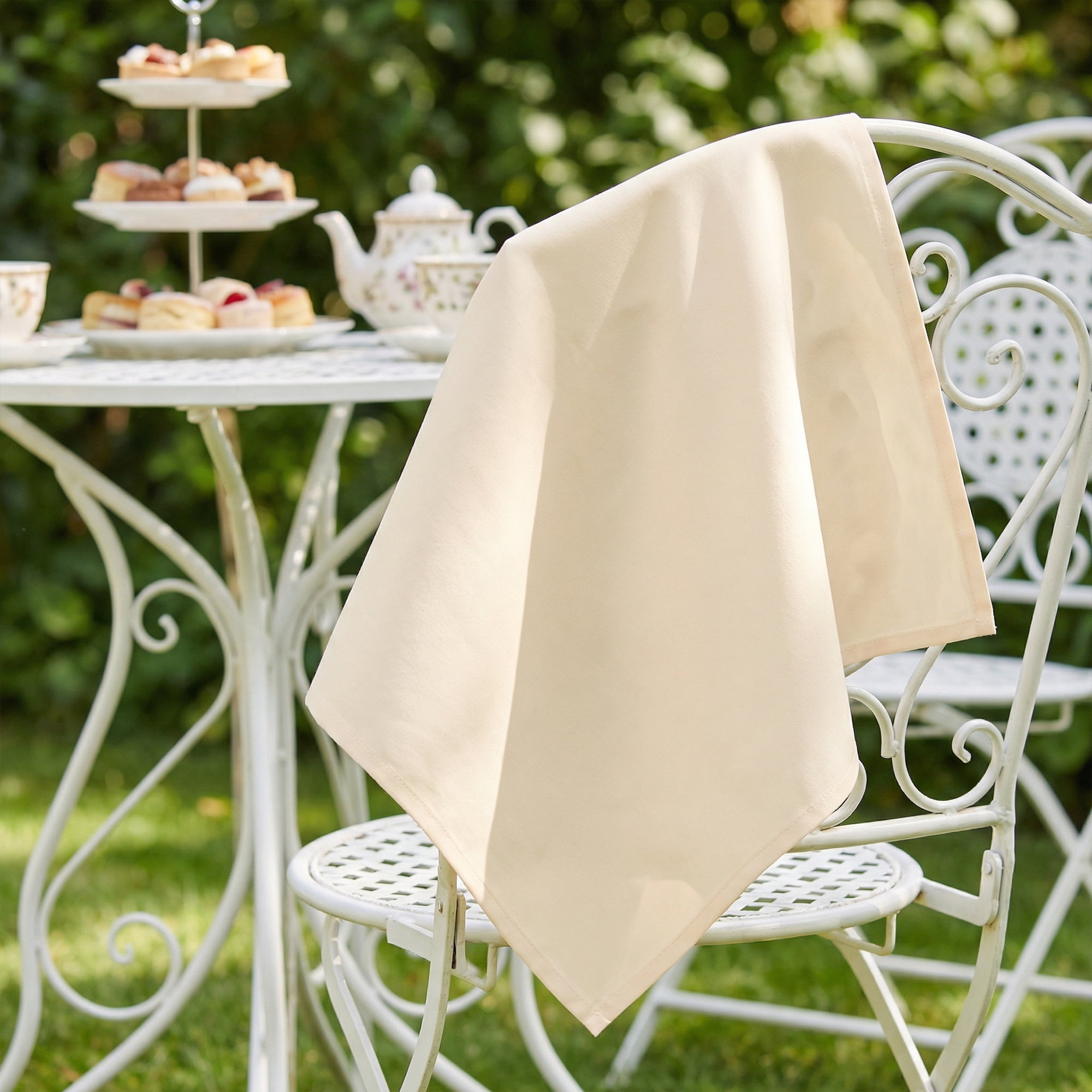 Unique Bargains 12Pcs  Washable Reusable Party Cloth Napkins Champagne 17x17inch