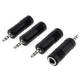 thumbnail image 1 of Uxcell 4 Pcs Negro Conector Adaptador de Jack de Audio Estéreo Macho de 3.5mm a Hembra de 6.35mm, 1 of 1