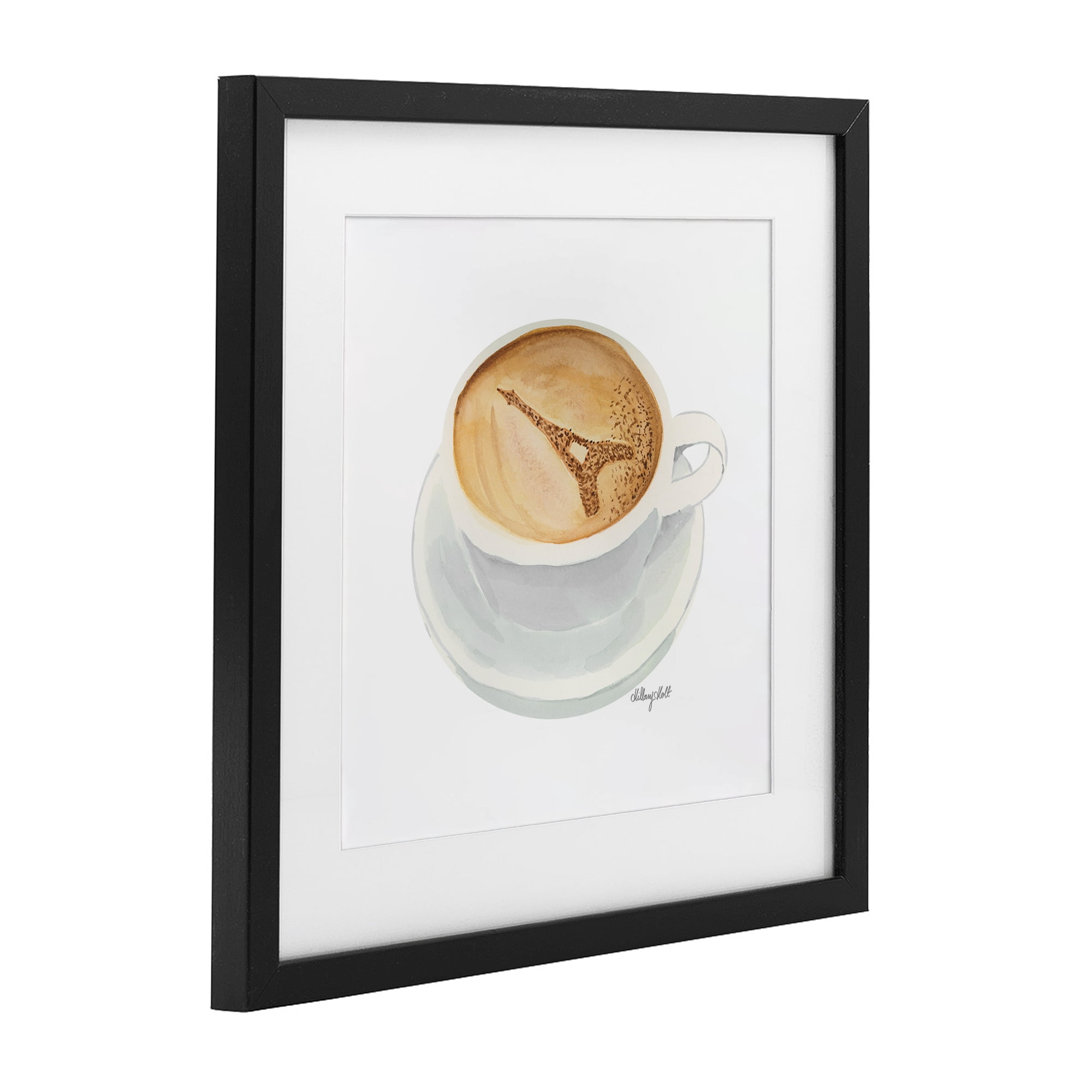 Stupell Industries Eiffel Tower Latte Black Framed Print Under Glass, design by Hillary Holt