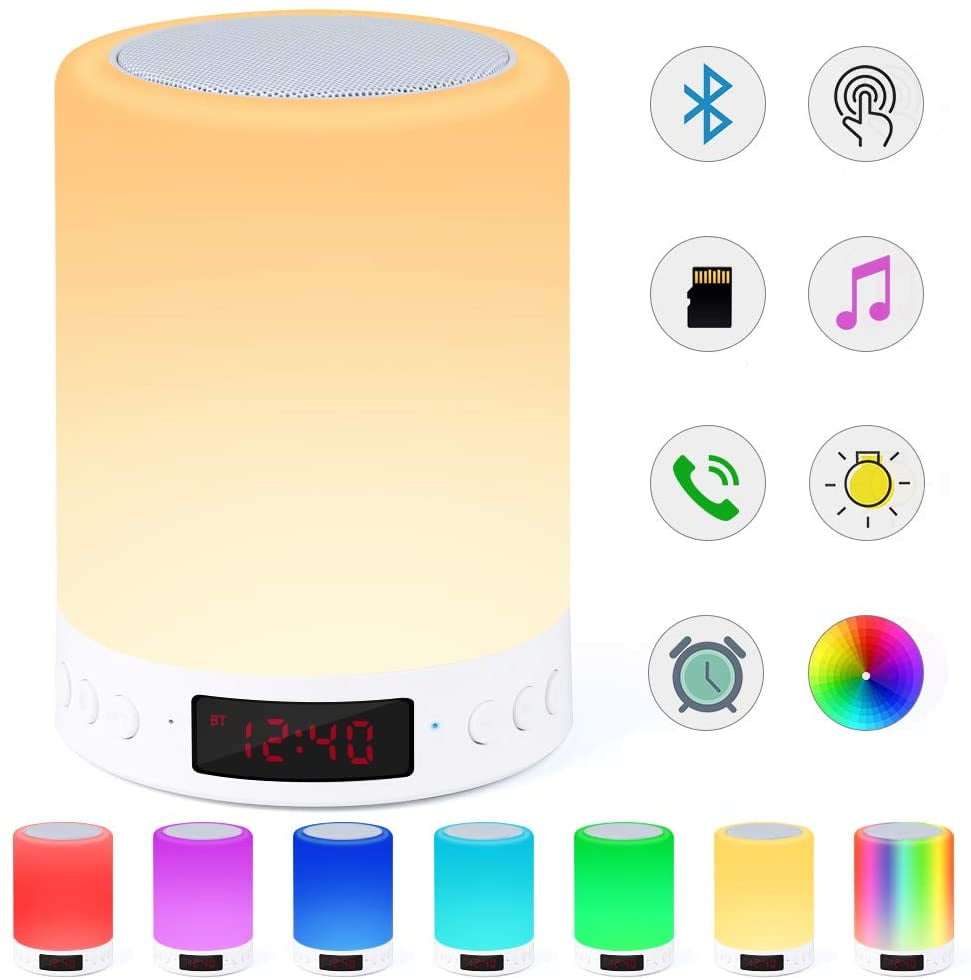 Details about   Bluetooth Speaker Lamp Smart Touch Sensor Night Light with Alarm Clock FM Radio 