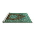thumbnail image 2 of Ahgly Company Machine Washable Indoor Square Medallion Turquoise Blue Traditional Area Rugs, 8' Square, 2 of 4