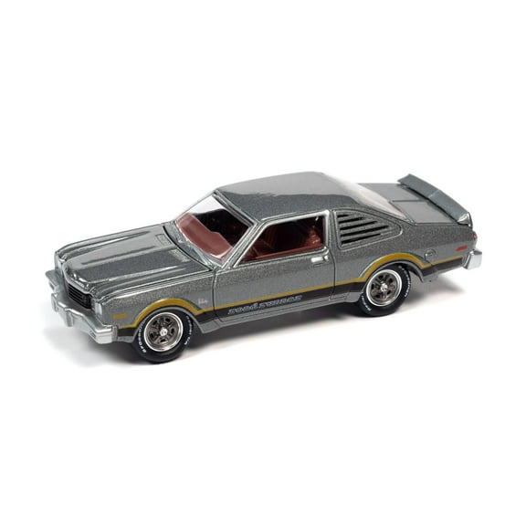 1976 Plymouth Road Runner, Silver Cloud Poly w/Black Side Stripes - Johnny Lightning JLMC028/48B - 1/64 Scale Diecast Model Car