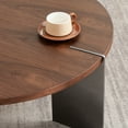 thumbnail image 3 of Dark Brown Round Coffee Table With Metal - Walnut Wood Top And Strong Frame Modern Of Black Feet, Distressed Decorative Element For Homes, 3 of 6