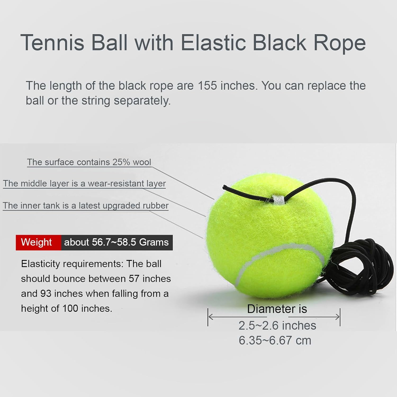 Q&F Tech Tennis Trainer Rebound Ball Set, Solo Practice Reaction Kit/Ball, Portable Self Training Tool/Device, for Beginners/Adults - 1base+2balls