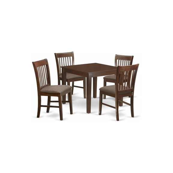 HomeStock 5 Piece Dining Set Includes a Square Dinner Table and 4 Kitchen Dining Chairs, 36x36 Inch,Mahogany
