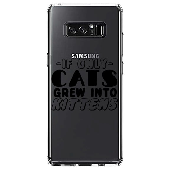 DistinctInk Clear Shockproof Hybrid Case for Samsung Galaxy Note 8 - TPU Bumper Acrylic Back Tempered Glass Screen Protector - If Only Cats Grew Into Kittens