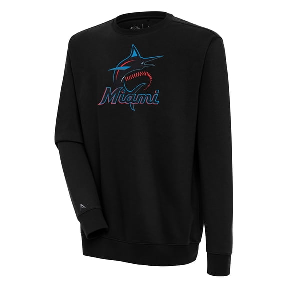Men's Antigua  Black Miami Marlins Victory Pullover Sweatshirt