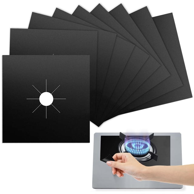 8 PCS Fundas para Quemadores de Estufa - Protectores de Estufa de Gas de Doble Grosor Cojines Anti-Aceite Reutilizables Liner de Limpieza Rápida para Cocinar Estufas de Gas