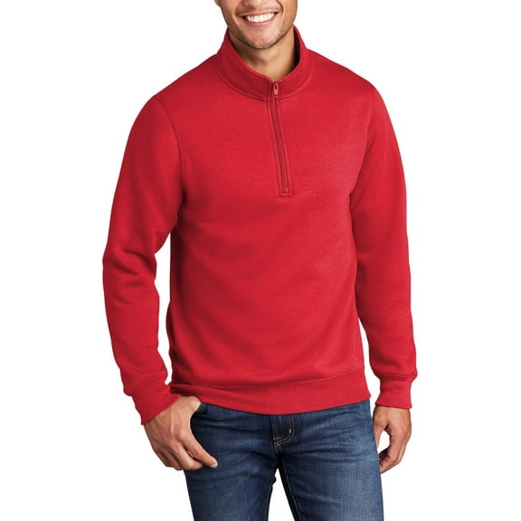 Just Blanks Core Fleece 1/4 Zip Pullover Sweatshirt, Red, 4XL