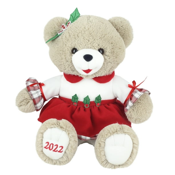 Holiday Time 15 inch Snowflake Teddy Bear 2022, Snowflake Red Dress Girl