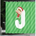 thumbnail image 4 of Ambesonne Christmas Alphabet Shower Curtain, Striped Back J, 69"Wx84"L, Green Dark Coral and White, 4 of 5
