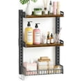 thumbnail image 2 of Biemlerfn 3-Tier Wall Mounted Storage Organizer Shelf, Space-Saving & Height-Adjustable Over The Toilet Storage Rack for Bathroom, Kitchen, Living Room, Brown, 2 of 8