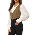 thumbnail image 4 of CHALECO CORTO SIN MANGAS DE DENIM CON BOTONES PARA MUJERES INSPIRAR CHIC TALLA XL COLOR MARRÓN, 4 of 6