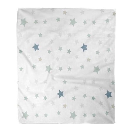 SIDONKU Throw Blanket Warm Cozy Print Flannel Blue White Stars Pattern Colorful Bright Celebrate Color Creative Drawing Glory Comfortable Soft for Bed Sofa and Couch 50x60 Inches