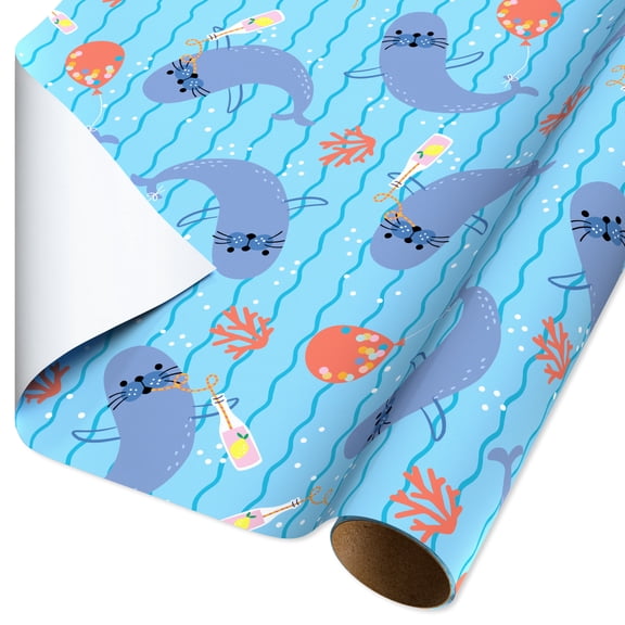 American Greetings Sea Animal Blue Gift Wrapping Paper for Kids Birthday (96 in. x 30 in., 20 sqft.)