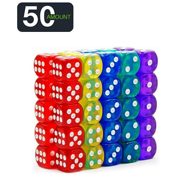 Glat strop tricky 50-Pack 14MM Translucent & Solid 6-Sided Game Dice 5 Sets of Vintage Colors  Dice for Board Games and Teaching Math Dice Set Classroom Accessories dice  Set RPG dice - Walmart.com