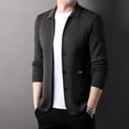 thumbnail image 2 of LIUJUNSHOP Solid Color Men's Cardigan Men's Lapel Knitted Long Sleeve Coat Business Casual Slim Fit Button Up Sweater With Pocket, 2 of 5