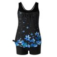 thumbnail image 7 of asdoklhq Womens Swim Shorts Women's Conservative High-waisted Fashionable Printed Two-piece Swimsuit Blue M, 7 of 7