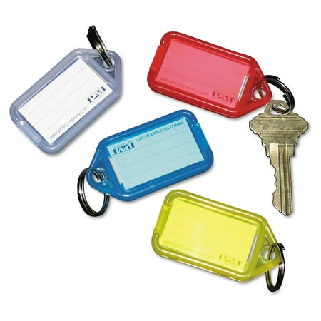 Acrylic Square Key Tag - Extra Color-Coded Key Tags for Key Tag Rack, 1 1/8 x 2 1/4, Assorted, 4/Pack