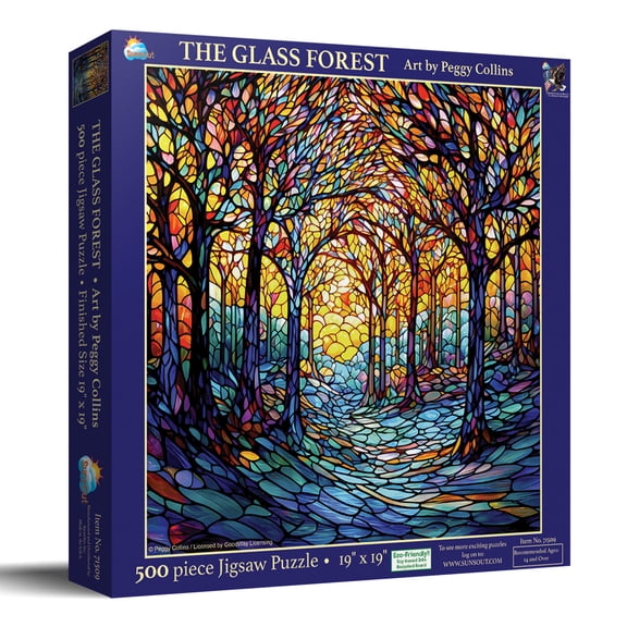 SunsOut The Glass Forest 500 Piece Jigsaw Puzzle for Adults - Finished Size: 19" x 19" by Artist: Peggy Collins