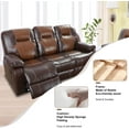 thumbnail image 4 of A Ainehome Living Room Furniture Couch Recliner Set with Console Storage Recliner Sofa and Loveseat Chair Sets Couch for Living Room(C-Brown Leather Sofa), 4 of 8