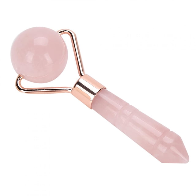 Masajeador con rodillo facial de cuarzo rosa, masajeador Facial antiarrugas para estiramiento de la piel