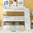 thumbnail image 6 of EUROCO Twin over Twin over Twin Bunk Bed with Storage Staircase, Convertible Bunk with Shelves, White, 6 of 13