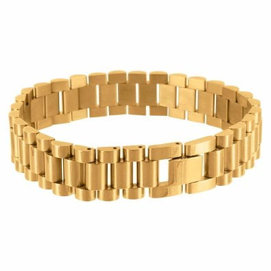 14k bracelet mens presidential chain finish stainless yellow steel link gold