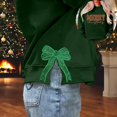 thumbnail image 2 of Wang6 Womens Whtie Graphic Sweatshirts Trendy Crew Neck Long Sleeve"Merry Christmas"Pullovers Casual Side Slit Hem Bow Tshirts Tops X_Dark Green S, 2 of 6