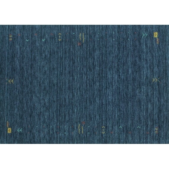 Ahgly Company Machine Washable Indoor Rectangle Abstract Turquoise Blue Contemporary Area Rugs, 6' x 9'