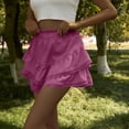 thumbnail image 6 of Women's Lace Trim Summer Mini Skirt Cute Ruffle Skorts Bohemian Elastic High Waisted Beach Shorts, 6 of 9