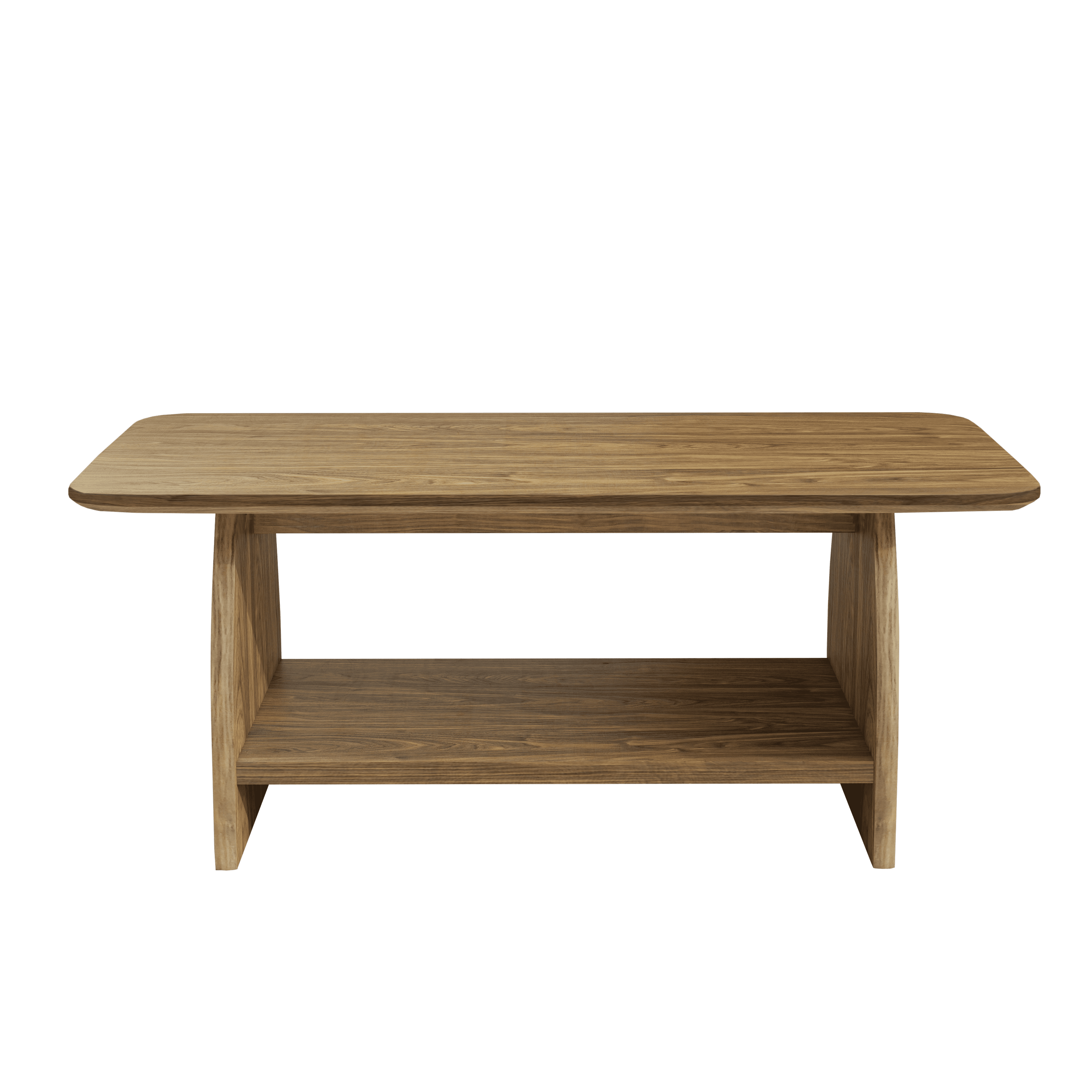 47" Modern Double Layer Rectangular MDF Coffee Table Rounded Corners Storage for Living Room Yellow
