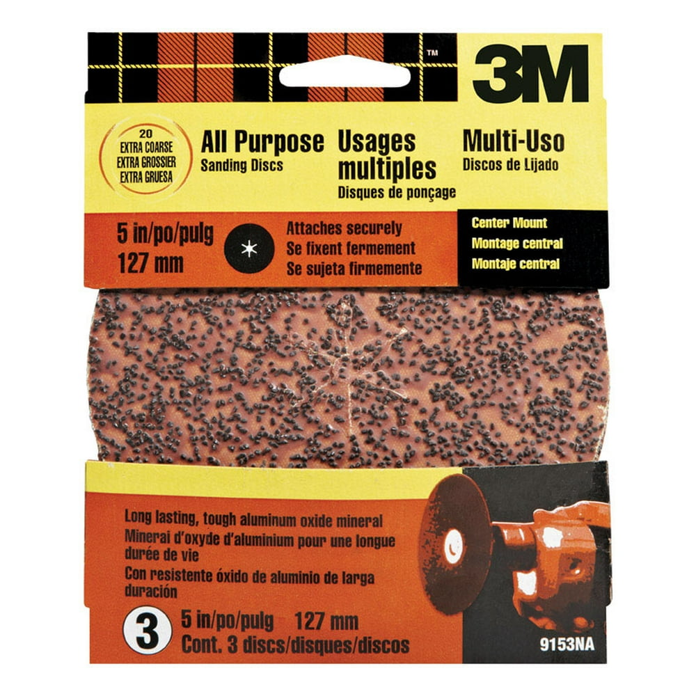3m Sanding Discs Disc 20 Grit Coarse 5 " Oxide Aluminum Pack of 10