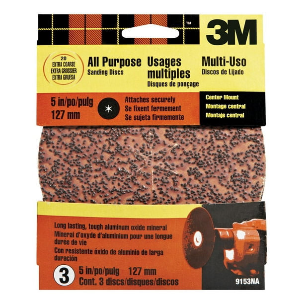 3m Sanding Discs Disc 20 Grit Coarse 5 " Oxide Aluminum Pack of 10