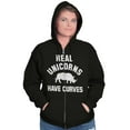 thumbnail image 4 of Real Unicorns Have Curves Rhinoceros Zip Hoodie Sweatshirt Women Brisco Brands S, 4 of 6