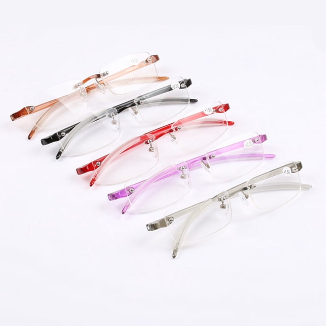 Gafas de lectura de resina, gafas de lectura ultraligeras sin marco, todo en uno, para hombres y mujeres, gafas de lectura sin marco, gafas para miopía con acabado de plástico