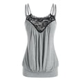 thumbnail image 1 of Tank Top de Tirantes Finos con Encaje Insertado con Talla Extra Rosegal  Camisetas sin mangas de talla grande, 1 of 5