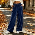 thumbnail image 4 of Sunnin Womens Velvet Wide Leg Pants Button Elastic Waist Side Pockets Relaxed Casual Lounge Trousers, 4 of 9