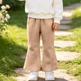 thumbnail image 4 of Spazoro Girls Flare Sweatpants, Solid Color Side Pockets Elastic Waist Casual Loose Fit Fashion Trousers Coffee Size 6, 4 of 8