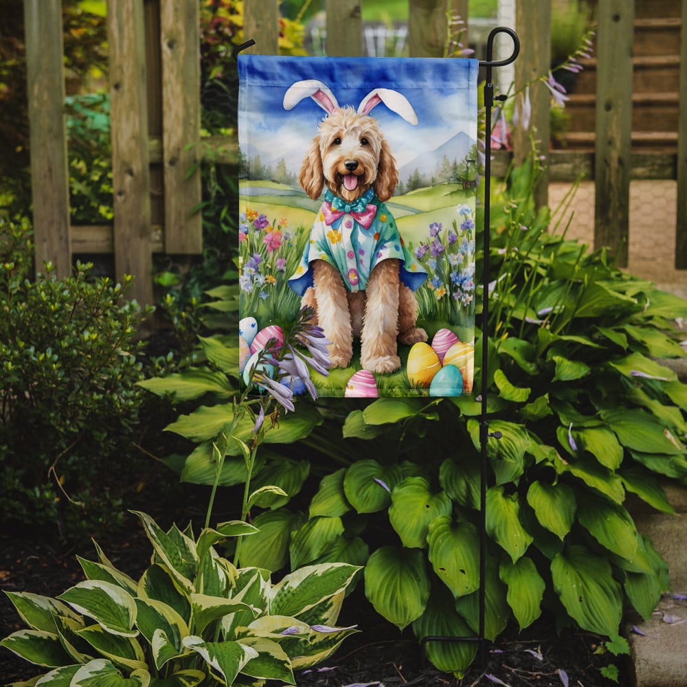 Goldendoodle Easter Egg Hunt Garden Flag 11.25 in x 15.5 in
