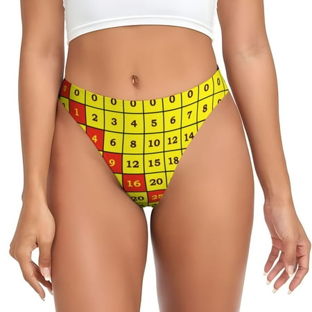 Qokaie Multiplication Table2 Printed Women s Cotton Thong Underwear  Sexy Breathable Panties G-string-Small